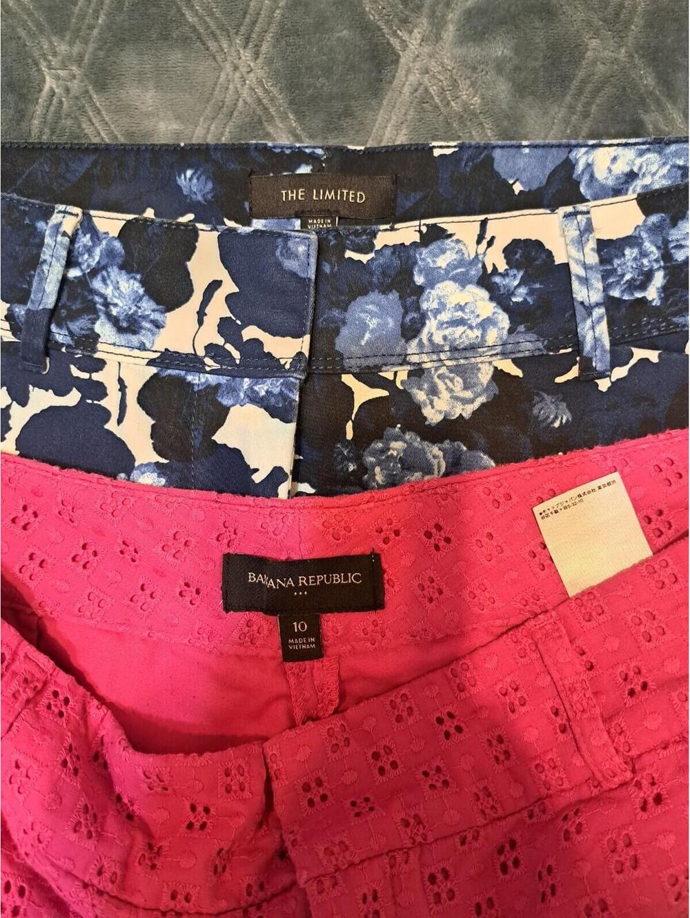 Two Lots Of  Limited& Banana Republic Women's Chino Shorts  Blue Floral Sz M